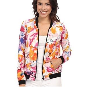 New NYDJ Tropical Print Floral Bomber Jacket